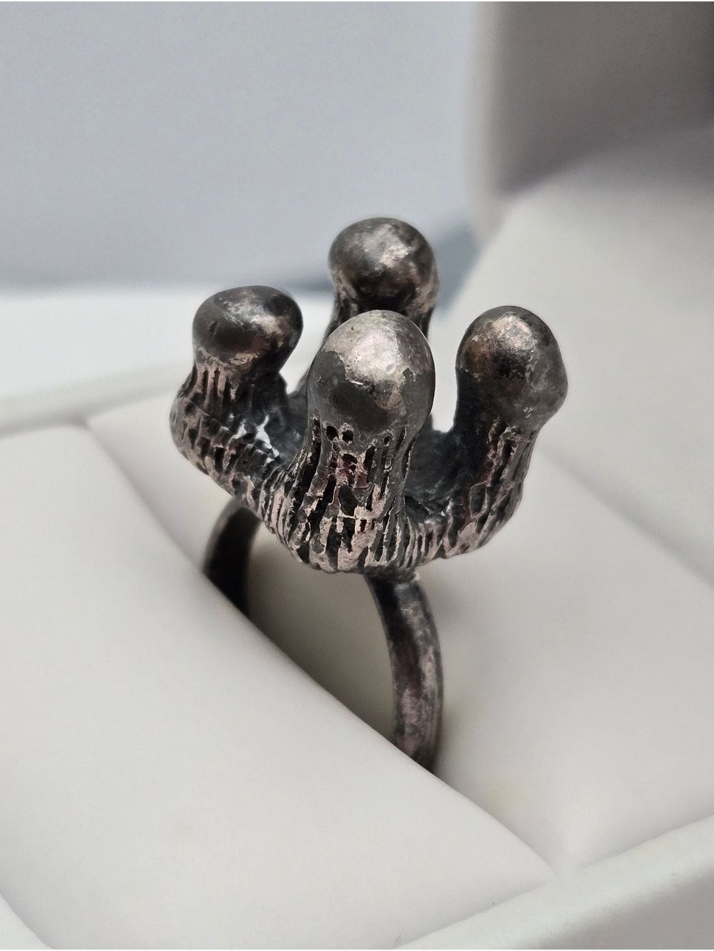 Vintage Robert Larin Brutalist Pewter Ring Mid Century Quebec Size 5.5